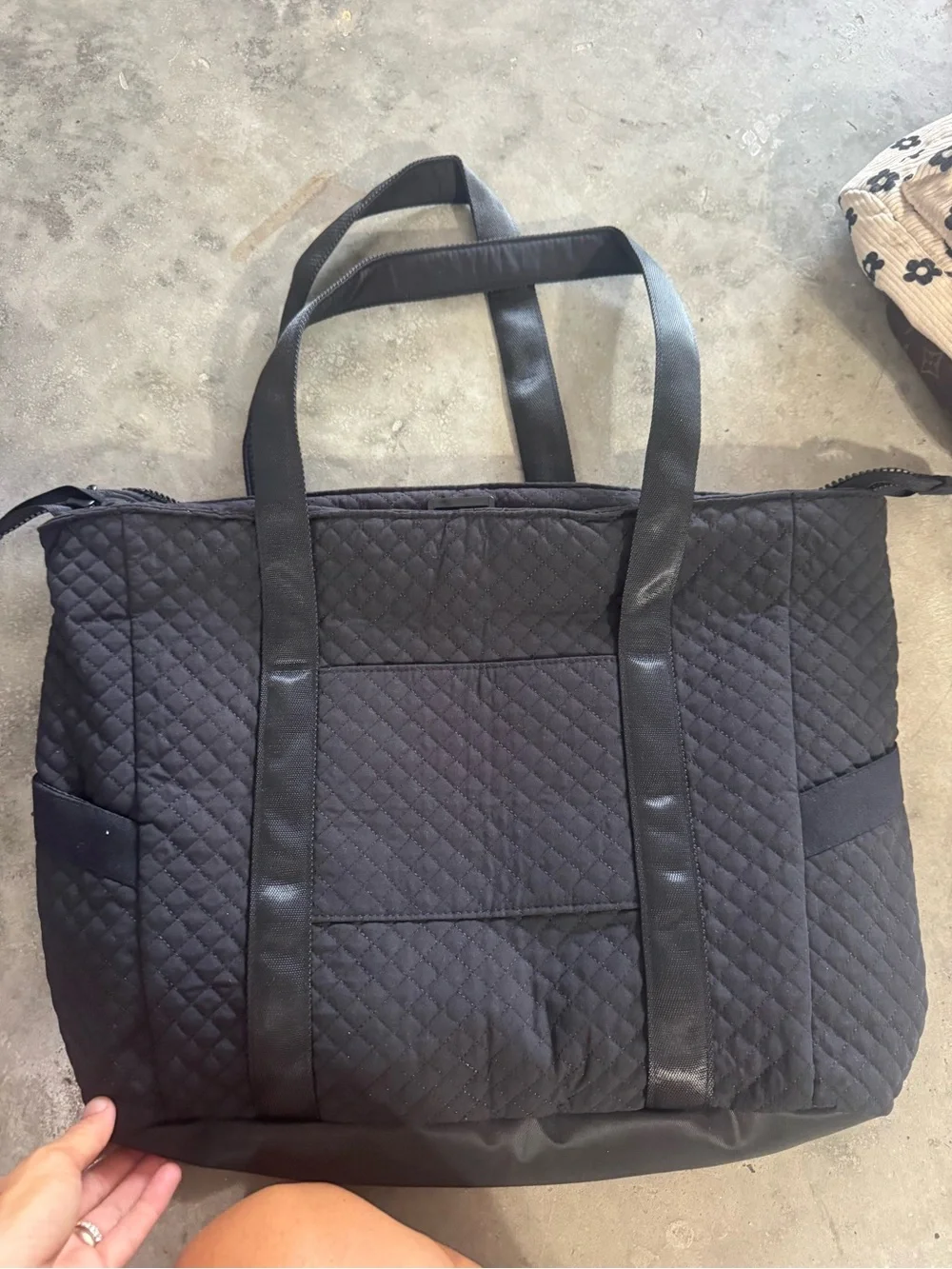 Quilted Black Tote Bag
